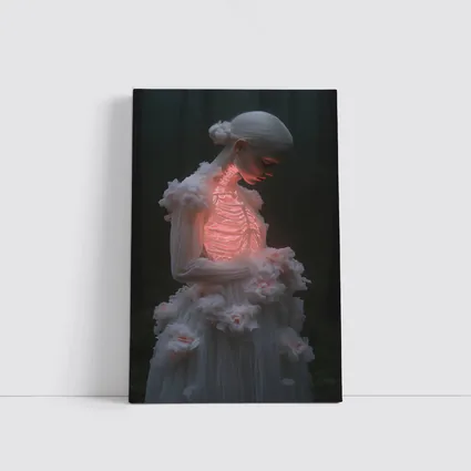 Glowing Figure White Floral Dark Forest