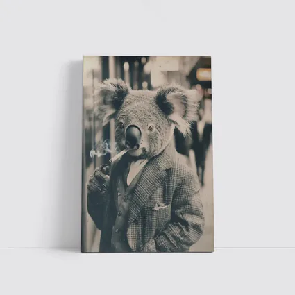 Koala In Suit Smoking Vintage Street Portrait