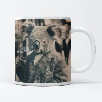 Koala In Suit Smoking Vintage Street Portrait