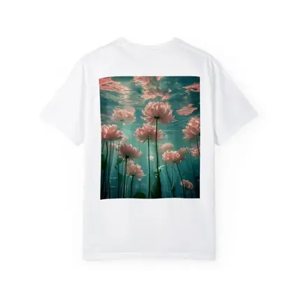 Pink Flowers Blooming Underwater Teal Ocean