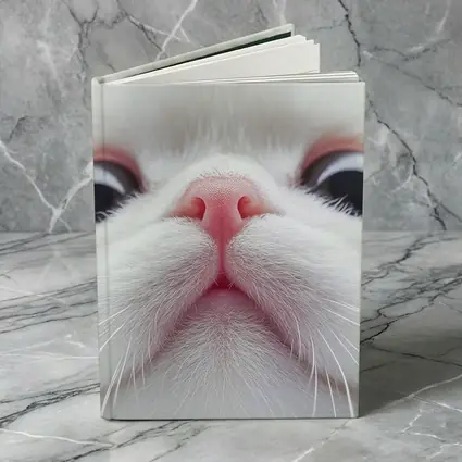 White Cat Close Up Pink Nose Portrait