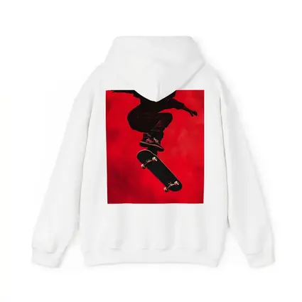 Skateboarder Doing Trick On Red Background