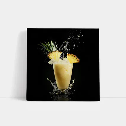 Pineapple Smoothie Splash on Black Background