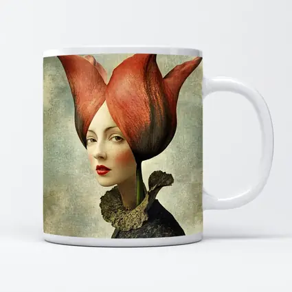 Woman Portrait Tulip Flower Head Surreal Art