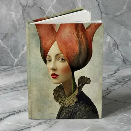 Woman Portrait Tulip Flower Head Surreal Art