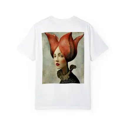 Woman Portrait Tulip Flower Head Surreal Art