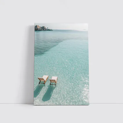 Two Sun Chairs Clear Turquoise Tropical Lagoon