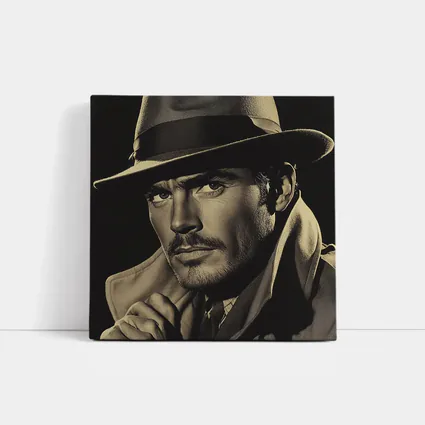 Noir Portrait Man Fedora Hat Dark Background