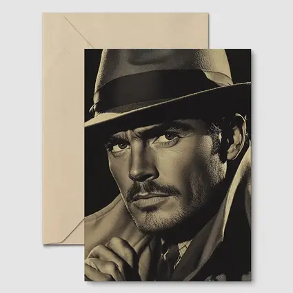 Noir Portrait Man Fedora Hat Dark Background