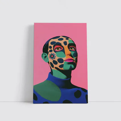 Pop Art Portrait Woman Pink Background