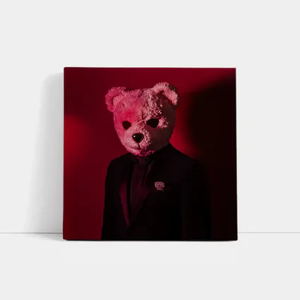 Teddy Bear Suit Red Dark Background