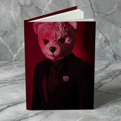 Teddy Bear Suit Red Dark Background