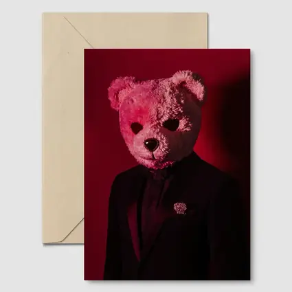 Teddy Bear Suit Red Dark Background