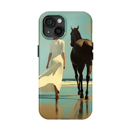 Woman White Dress Horse Beach Painting
