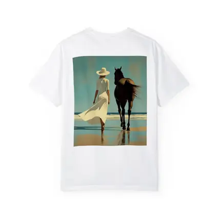 Woman White Dress Horse Beach Painting