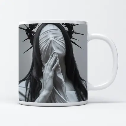 White Marble Figure Crown of Thorns Prayer