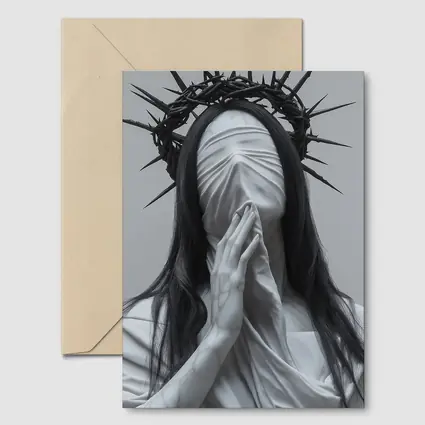 White Marble Figure Crown of Thorns Prayer