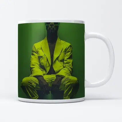 Rabbit Wearing Yellow Suit Green Background