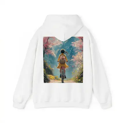 Anime Girl Cycling Cherry Blossom Mountain Path