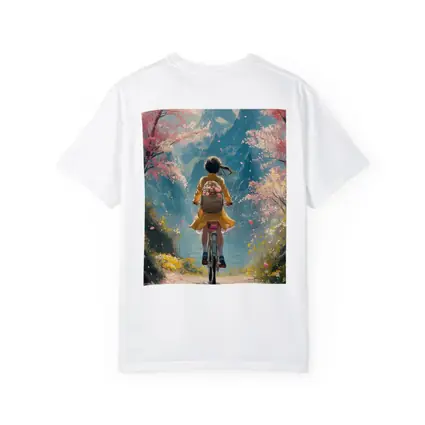 Anime Girl Cycling Cherry Blossom Mountain Path
