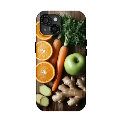 Fresh Oranges Carrots Apple Ginger Wooden Table
