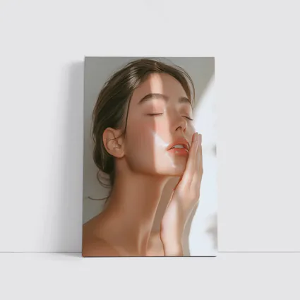 Woman Touching Face Soft Light Beauty