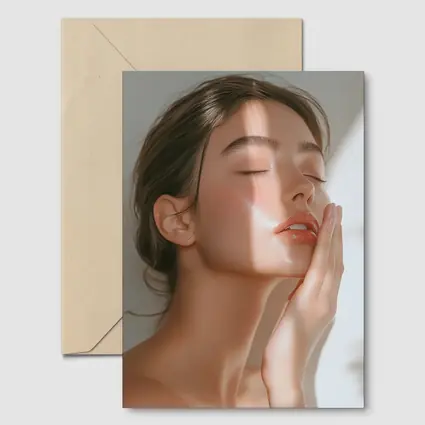 Woman Touching Face Soft Light Beauty