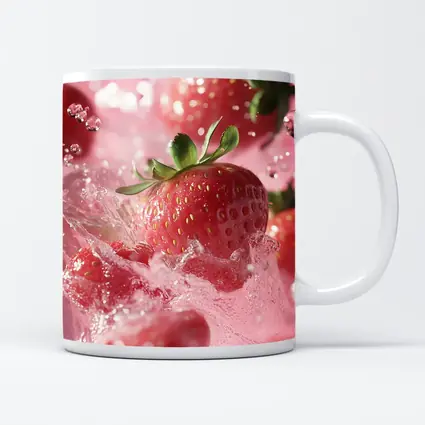 Fresh Strawberries Splashing in Pink Water