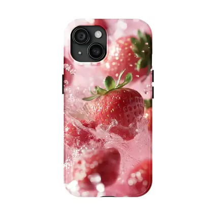 Fresh Strawberries Splashing in Pink Water