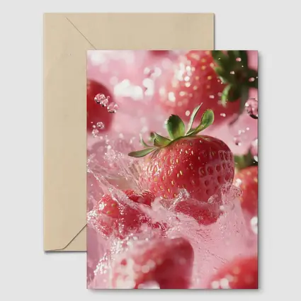 Fresh Strawberries Splashing in Pink Water