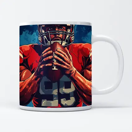 NFL Football Player Red Uniform Blue Background