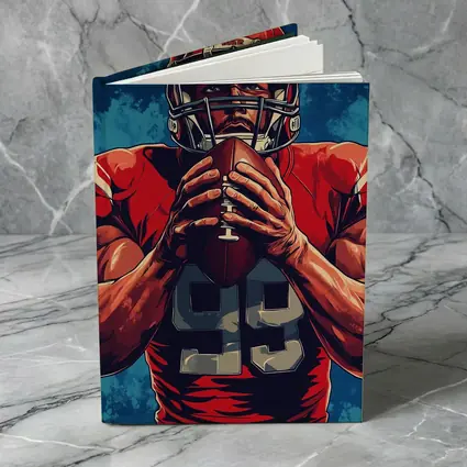 NFL Football Player Red Uniform Blue Background