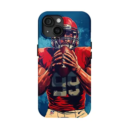 NFL Football Player Red Uniform Blue Background