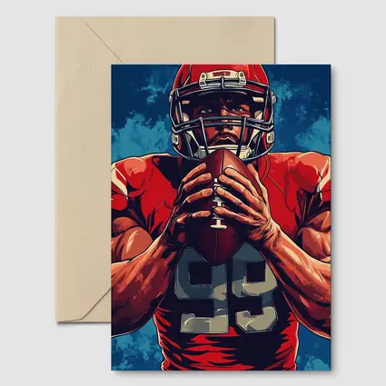 NFL Football Player Red Uniform Blue Background
