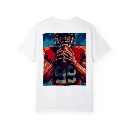 NFL Football Player Red Uniform Blue Background