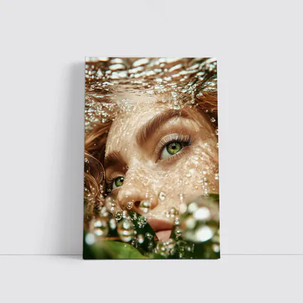 Woman Green Eyes Underwater Water Bubbles