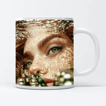 Woman Green Eyes Underwater Water Bubbles