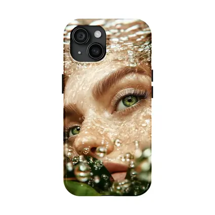 Woman Green Eyes Underwater Water Bubbles