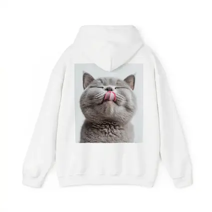Gray British Shorthair Cat Licking Lips