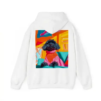 Black Poodle Pink Sweater Colorful Abstract Background