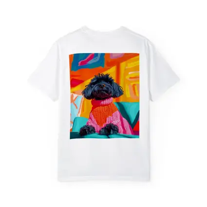 Black Poodle Pink Sweater Colorful Abstract Background