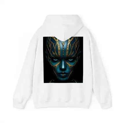 Blue Alien Woman Gold Ornamental Dark Portrait