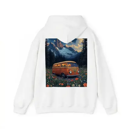 Volkswagen Bus Wildflower Meadow Mountain Night