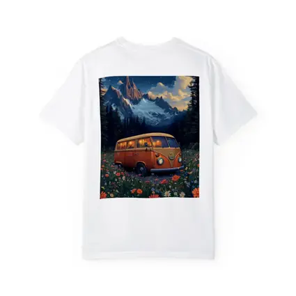 Volkswagen Bus Wildflower Meadow Mountain Night