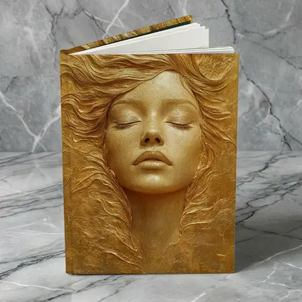 Golden Woman Face Relief Sculpture Art