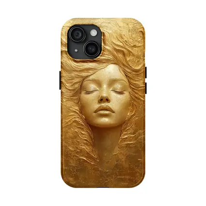 Golden Woman Face Relief Sculpture Art