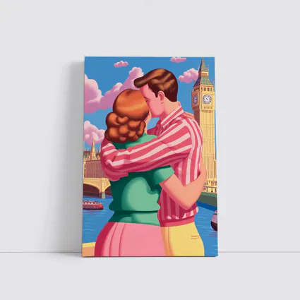 Couple Kissing Big Ben London Pop Art