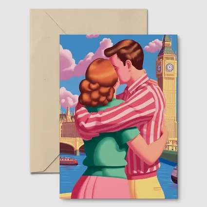 Couple Kissing Big Ben London Pop Art