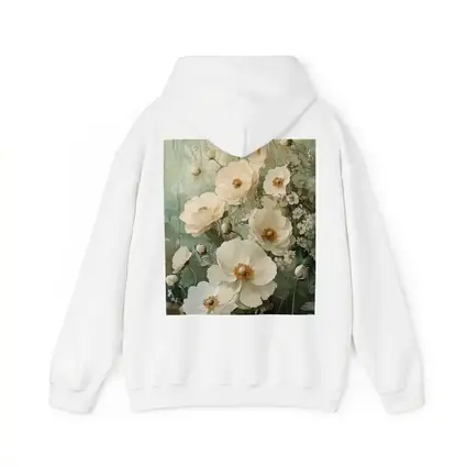 White Poppy Flowers Sage Green Painted Background
