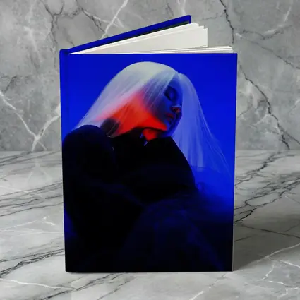 Woman White Hair Blue Red Neon Light